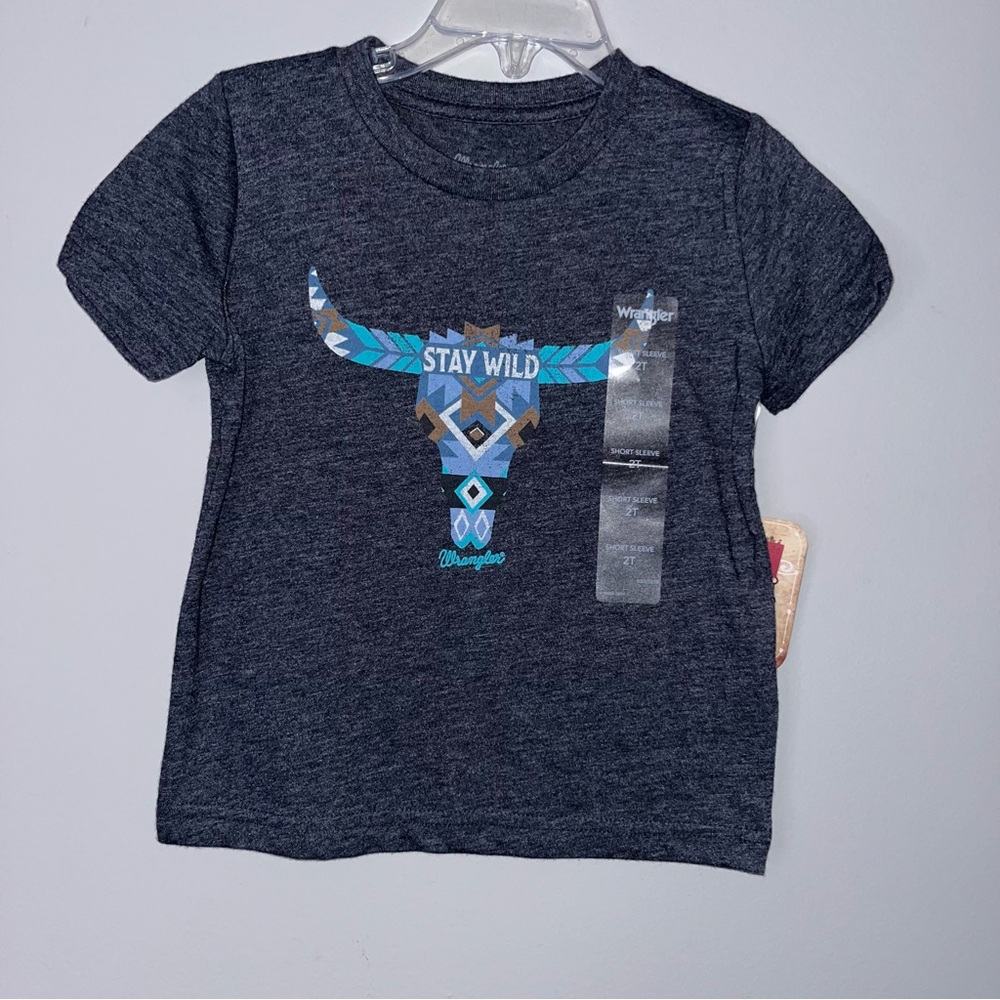 Wrangler Kids Bull Graphic Tee - Dark Gray and Blue